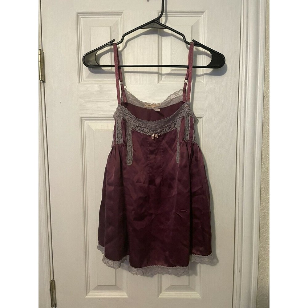 Free People Purple Silk With Lace Tank Sz 8